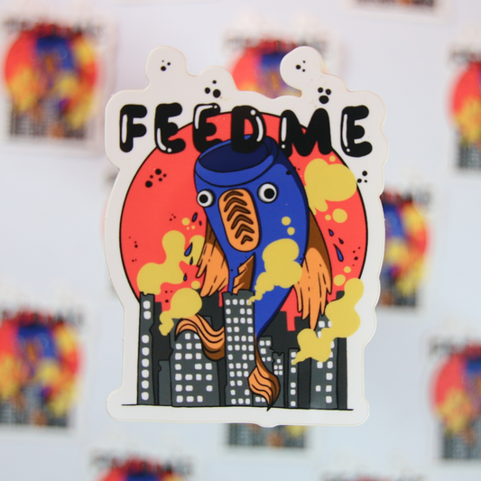 Feed Me Dark Blue Vinyl Sticker